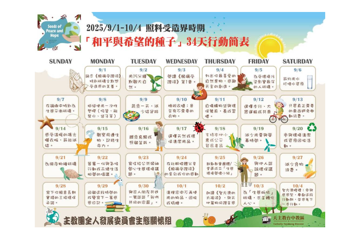 2025 照料受造界時期行事曆